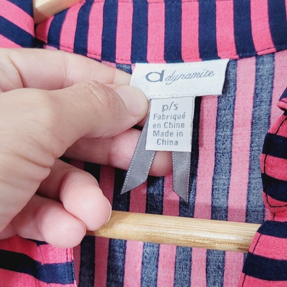 Dynamite Women's Pink & Black Striped Sleeveless Button Front Midi Dress Size S - Picture 8 of 12